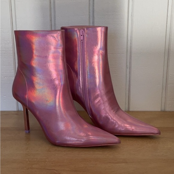 STEVE MADDEN Iridescent Pink Ankle Boots - Picture 4 of 13